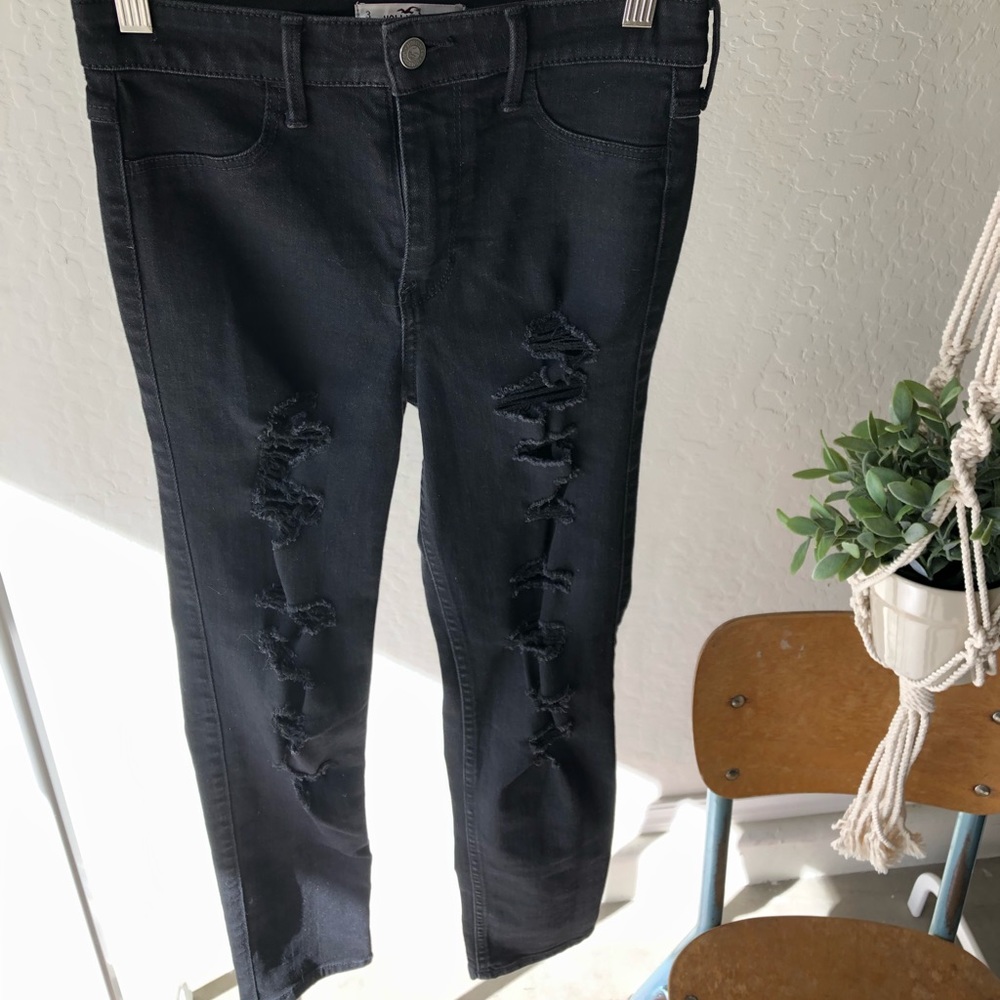 Hollister distressed denim black jeans